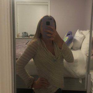 INC Brown Long Sleeve Knit Sweater w lace detail